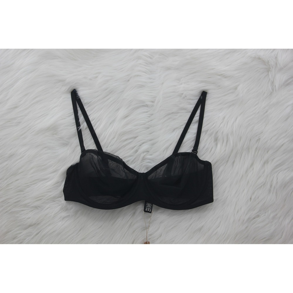 SKIMS Ultra Fine Mesh Strapless Bra Black 36B Convertible Underwire Sheer NWT